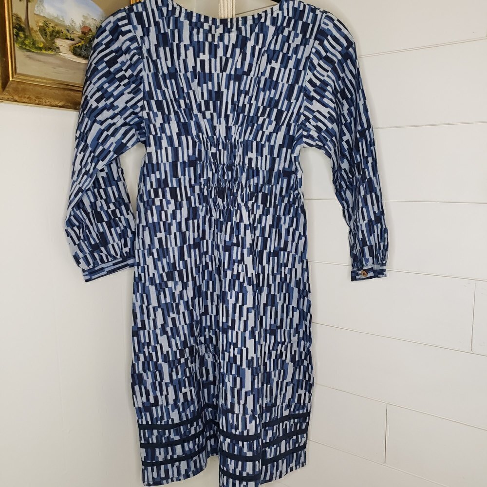 Mata Traders NWT All Gathered Up Dress Blue 3/4 Sleeve Size Small - Picture 4 of 6